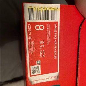 Women’s Nike Airmax Excee Size 8 White/Red